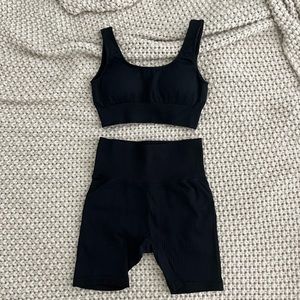 Biker Shorts and Sports Bra workout set